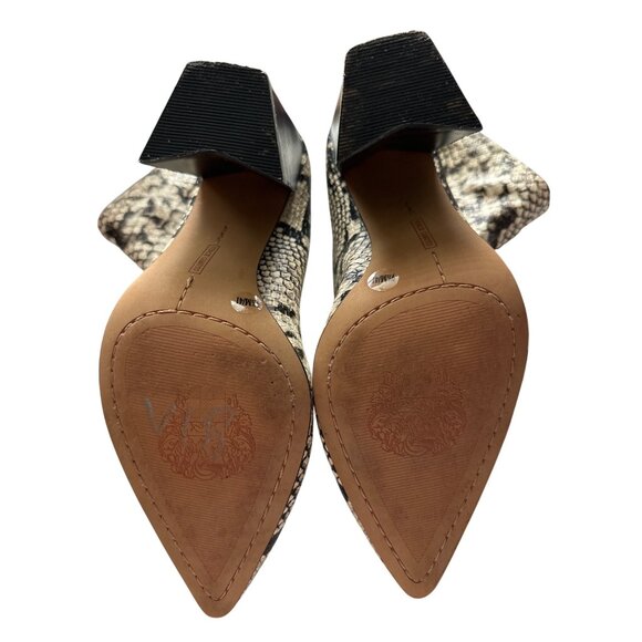 Vince Camuto Tillen Snake Print Ankle Boots Unique Block Heel Pointed Toe 9.5 - Picture 8 of 10
